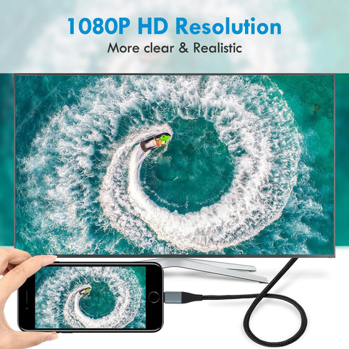 HDMI Cable for iPhone to TV, Lighting to HDMI Adapter Connector Compatible with iPhone14, 13, 12, 11 & YouTube TV Output with 1080P HD Display, Ju...