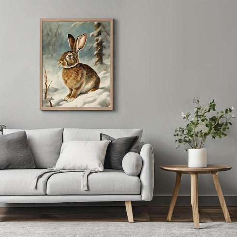 Posterizer 1 pcs-cute bunny in snowy winter scene -3-Art for Animal Lovers-Landscape & Nature Art-Decor for Home & Office- unframed wall art...