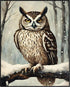 Posterizer 1 pcs-owl in nature-winter snowy scene in oil painting style-12-Art for Animal Lovers-Landscape & Nature Art-Decor for Home & Office- u...