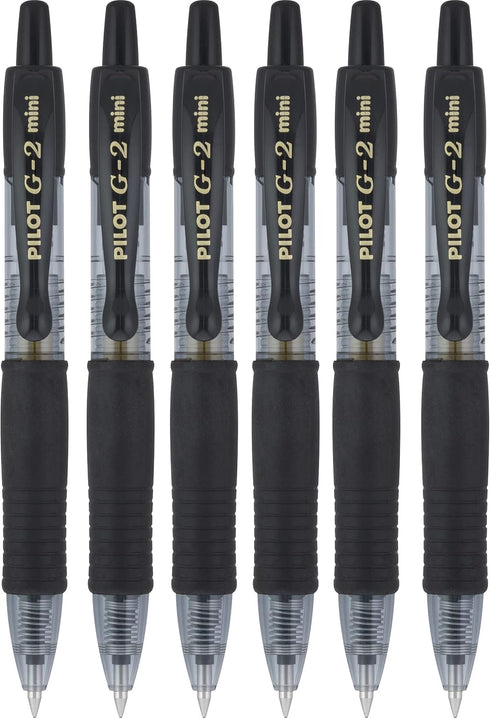 PILOT G2 Mini Premium Retractable Gel Roller Pen, Fine Point, 0.7mm, Black Ink, 6 Count...