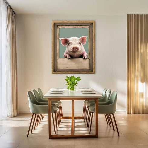 Posterizer 1 pcs- Cute piglet on a wooden frame-Art for Animal Lovers-Kids Room Art-Gift for Daughter, Son, Kids-Living Room Bedroom Decor- unfram...