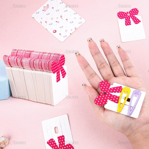 AUEAR, Lovely Hair Bows Display Holder Cards Bowknot Clip for DIY Craft Accessories (200 Count)...