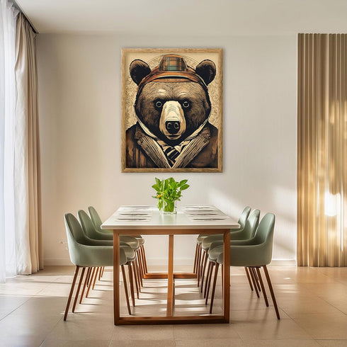 Posterizer 1 pcs-angry bear in work clothes-abstract art 1-Art for Animal Lovers-Abstract & Modern Art-Decor for Home & Office- unframed wall art...