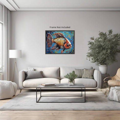 Posterizer 1 pcs- Abstract print of a fish in the sea-Art for Animal Lovers-Abstract & Modern Art- Gift for Men Women Entrepreneur Teens-Living Ro...