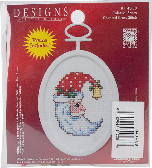 Janlynn 18 Count Oval Celestial Santa Mini Counted Cross Stitch Kit, 2.75-Inch...
