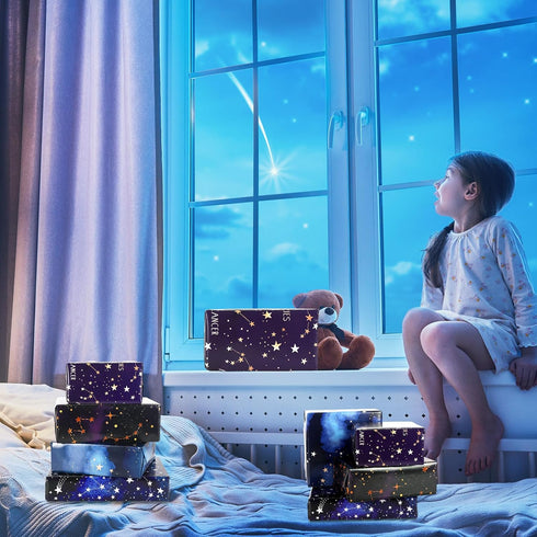 AnyDesign 12 Sheet Galaxy Wrapping Paper Constellation Gift Wrap Paper Bulk Folded Flat Blue Purple Starry Sky Art Paper for Birthday Baby Shower ...