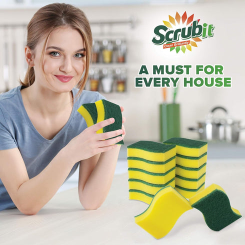 (12 Pack) Heavy Duty Scrub Sponges by SCRUBIT – Kitchen Dish, Sink and Bathroom Cleaning Scrubber Sponge - with Non-Smell Scouring Pad...