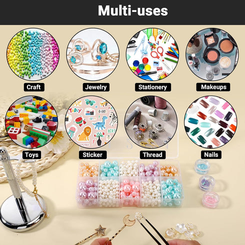 False Nail Tip Organizer Box, 4PCS 10-Slot Bead Storage Container, Clear Plastic Case for Nail Art Craft, Rhinestone Jewelry Charms Holder, Vitami...