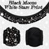 4 Pieces Black Moons White Stars Print Car Accessories Set Black Moons White Stars Steering Wheel Cover with 2 Pieces Car Cup Mats and Leather Key...