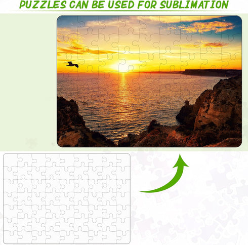 10 Sets Blank Sublimation Puzzle Jigsaw for Kids Rectangle Heart Shaped White DIY Custom Puzzle Heat Press Thermal Transfer Puzzle Pearl Puzzle Bl...