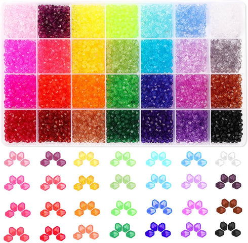 Paxcoo 5600Pcs Crystal Beads for Jewelry Making, Tiny Crystal Acrylic Beads Faceted Jewelry Beads Bicone Gem Beads jewel for Jewelry Making (4 MM)...