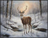 Posterizer 1 pcs-majestic deer in snowy winter scene-oil painting style-3-Art for Animal Lovers-Landscape & Nature Art-Decor for Home & Office- un...