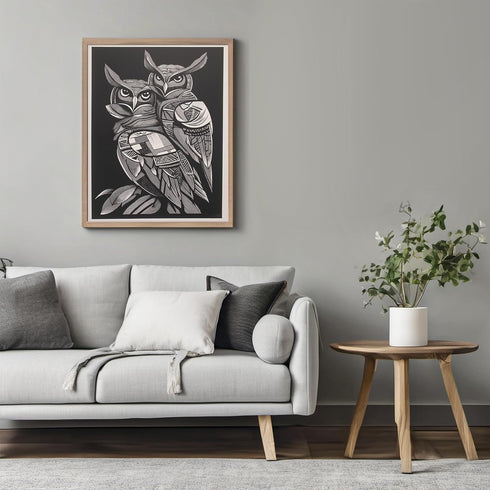 Posterizer 1 pcs-black and white owls-chic animal design poster 1-Art for Animal Lovers-Gift for Men Women Teens-Chic Home Decor- unframed wall ar...