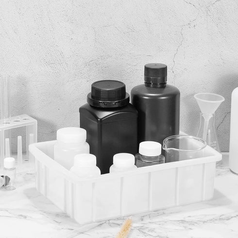 PATIKIL 10"x7"x3" Plastic Lab Tray, Rectangle Utility Stackable Box Crafts Organizer White for Tools Storage...