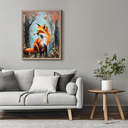 Posterizer 1 pcs- majestic cute red fox in the autumn nature-Art for Animal Lovers-Gift for Art Lovers-Living Room Bedroom Decor- unframed wall ar...