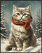 Posterizer 1 pcs-cute kitty cat in snowy winter-oil painting style -2-Art for Animal Lovers-Landscape & Nature Art-Decor for Home & Office- unfram...