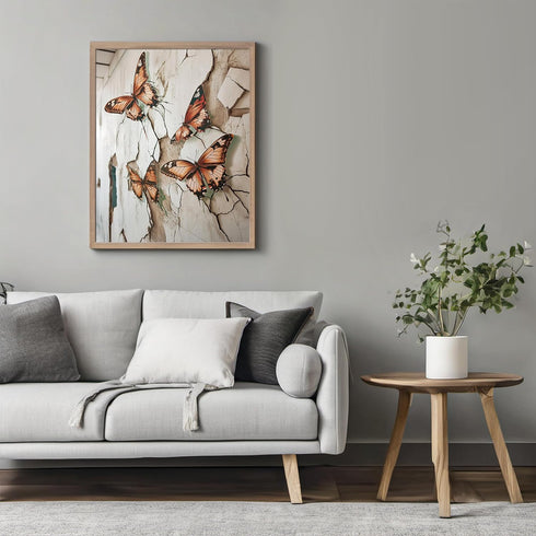 Posterizer-vibrant butterflies on old wall -3-Art for Animal Lovers-Abstract & Modern Art-decor for Girls, Teens Bedroom- unframed wall art...