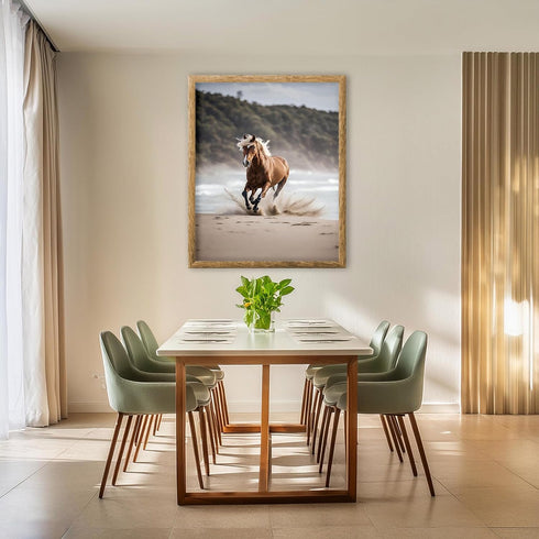 Posterizer 1 pcs- wild horse running near water-Art for Animal Lovers-Gift for Art Lovers-Living Room Bedroom Decor- unframed wall art...
