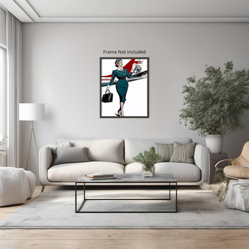 Posterizer 1 pcs-retro style flight attendant minimal art 2-Adventure Wall Art-Retro Art-Living Room Bedroom Decor- unframed wall art...