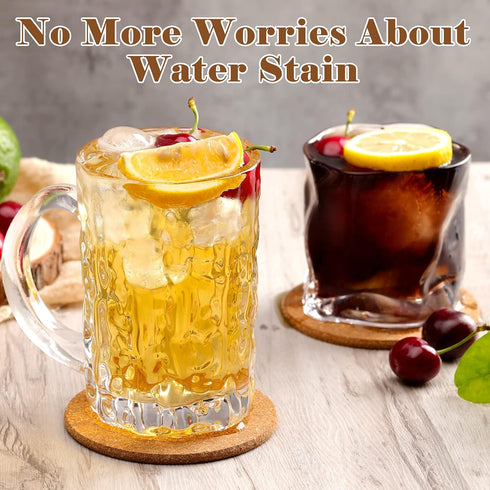 Cork Coasters, Coasters Set of 16pc with Round Edge, Waterproof Drink Coasters for Wine Glasses & Mugs, Thick Plain and Heat-Resistant Coasters fo...