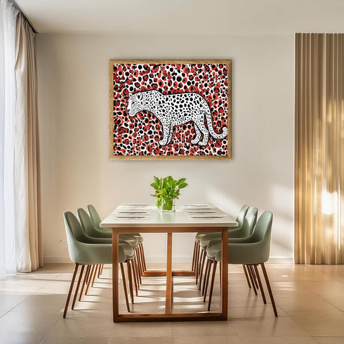 Posterizer 1 pcs- abstract leopard print with red background-Art for Animal Lovers-Abstract & Modern Art- Living Room Bedroom Decor- unframed wall...
