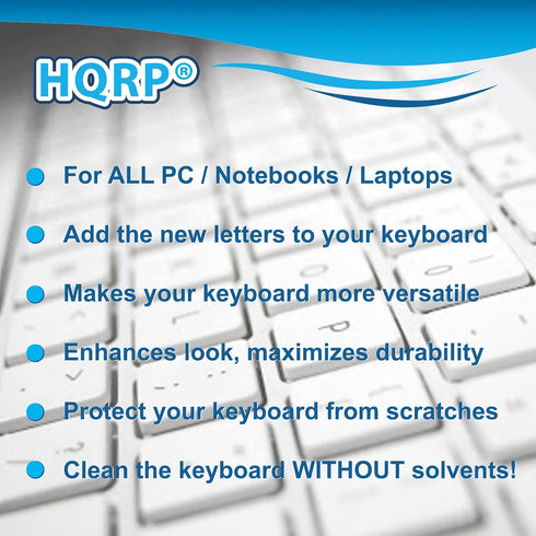 HQRP 2-Pack Hebrew Blue Keyboard Stickers on Transparent Background, for All Keyboards PC Desktops Laptop Notebook...