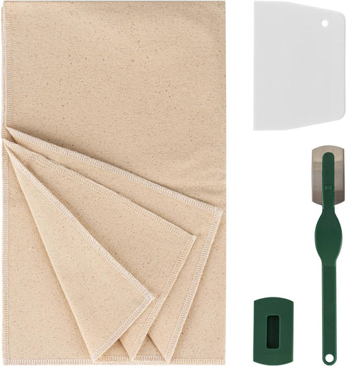 Proofing Cloth for Bread Baking 18x29 Inches Linen Cloth Reusable Bread Proofing Cloth with Dough Scraper & Bread Lame for Rolling Dough, Baguette...
