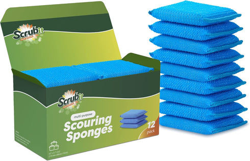 SCRUBIT Multi-Purpose Dish Scrub Sponge, Non Scratch Scouring Pads, Cleaning Sponges for pots, dishes, & Non-Stick Cookware - Pot Scrubber Sponges...