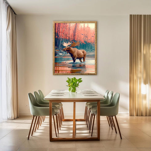 Posterizer 1 pcs-vibrant abstract nature scene with beautiful moose 1-Art for Animal Lovers-Abstract & Modern Art-Gift for Men Women Entrepreneur ...