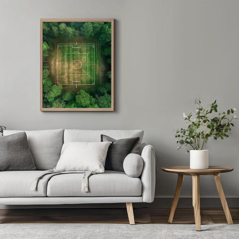 Posterizer 1 pcs-Modern Aerial view of a football / soccer field with neon lines-Sports & Hobby Art Gifts for sports fans Decor for Home & Office-...