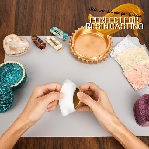 LEOBRO 3 Pack 15.7"x 11.7" Silicone Mats for Crafts, Silicone Mat, Nonstick Silicone Sheet for Resin Molds, Silicone Craft Mat for Epoxy Resin Cla...