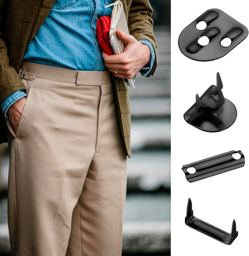 Lakesstory Metal Hooks & Eyes Closure No Sew Black Nickel Hooks Heavy Duty 4-Part Trousers Hooks Closures No Sew Hooks for Pants 4 Sets in a Pack...