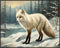 Posterizer 1 pcs-white arctic fox in snowy winter scene-oil painting style 3-Art for Animal Lovers-Landscape & Nature Art-Decor for Home & Office-...