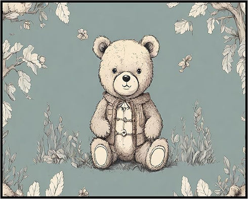 Posterizer 1 pcs- Cute bear cub with a blue background-Art for Animal Lovers-Kids Room Art-Gift for Daughter, Son, Kids-Decor for nursery toddlers...