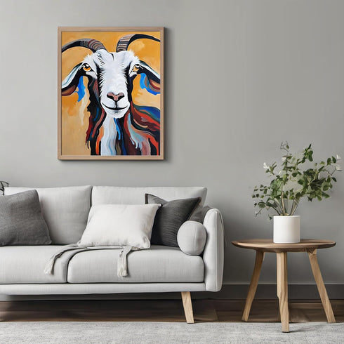 Posterizer 1 pcs- vibrant yellow background and a goat-Art for Animal Lovers-Abstract & Modern Art- Decor for Home & Office- unframed wall art...