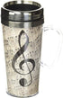 Spoontiques Insulated Travel Mug, 14oz - Double Wall Stainless & Acrylic Drink Cup with Twist Top Lid & Handle - Music...