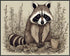 Posterizer 1 pcs- Cute raccoon on the grass next to flowers print-Art for Animal Lovers-Floral Botanical Art- Gift for Men Women Teens-Living Room...