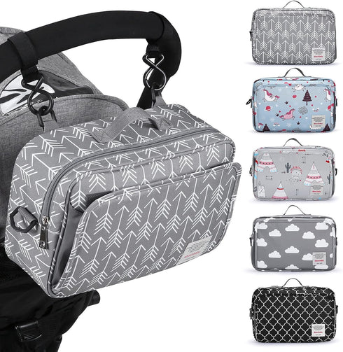 Universal Stroller Caddy Accessories All-in-One Baby Organizer with Insulated Pocket,Capacity for Diapers, Toys & Snacks, Dark Gray...