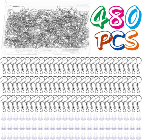 Cridoz Earring Hooks for Jewelry Making Supplies, 240pcs Hypoallergenic Stainless Steel Fish Hooks Kit With 240pcs Earring Backs...