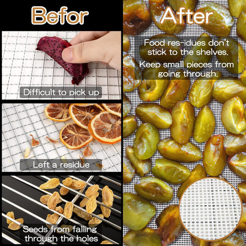 (8 Pack) Round Silicone Dehydrator Sheets, Dostk Premium Non Stick Silicone Mesh for Fruit Dehydrator, Dehydrator Tray Liner Reusable (Round 13" D...