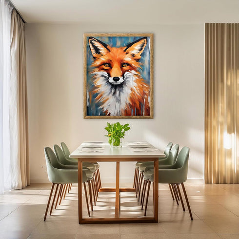 Posterizer 1 pcs- red fox with blue background-Art for Animal Lovers-Gift for Art Lovers-Living Room Bedroom Decor- unframed wall art...