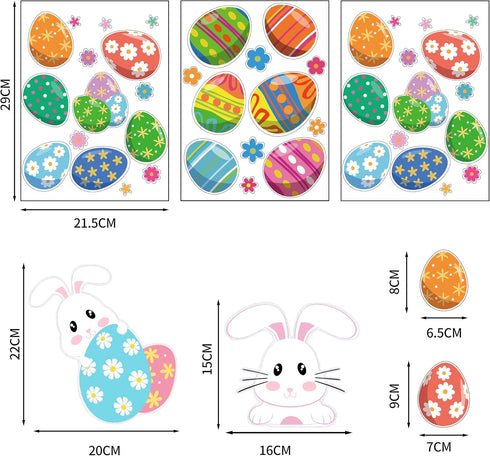 CCINEE Cute Easter Window Cling Stickers for Home Decoration,Bunny Easter Eggs Decals for Windows 12 Sheets...