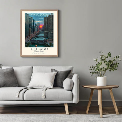 Posterizer 1 pcs-travel poster-Chicago-United Stated-Adventure Wall Art Gift for Men Women Entrepreneur Teens Decor for Home & Office- unframed ...