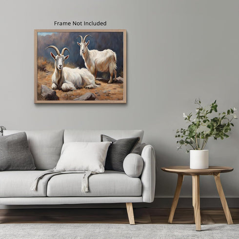 Posterizer 1 pcs- Two beautiful goats in nature-Art for Animal Lovers- Gift for Men Women Entrepreneur Teens-Decor for Home & Office- unframed wal...