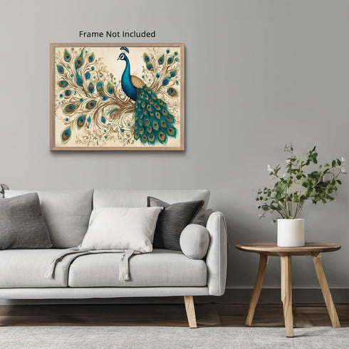 Posterizer 1 pcs- Beautiful peacock with a rustic background-Art for Animal Lovers- Gift for Men Women Entrepreneur Teens-decor for Bedroom, Offic...