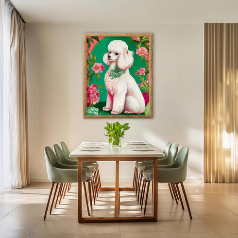 Posterizer 1 pcs-chinoiserie full poodle and flowers-Art for Animal Lovers-Abstract & Modern Art-Living Room Bedroom Decor- UNFRAMED Wall Art...