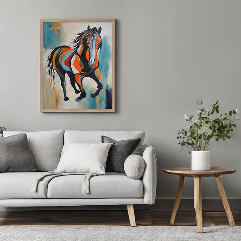 Posterizer 1 pcs- running horse in oil painting style poster-Art for Animal Lovers-Abstract & Modern Art-Gift for Art Lovers-Living Room Bedroom D...