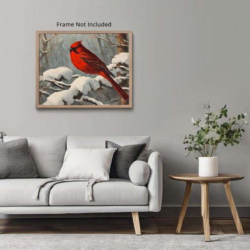 Posterizer 1 pcs-cute little bird in snowy winter scene -9-Art for Animal Lovers-Landscape & Nature Art-Decor for Home & Office- unframed wall art...
