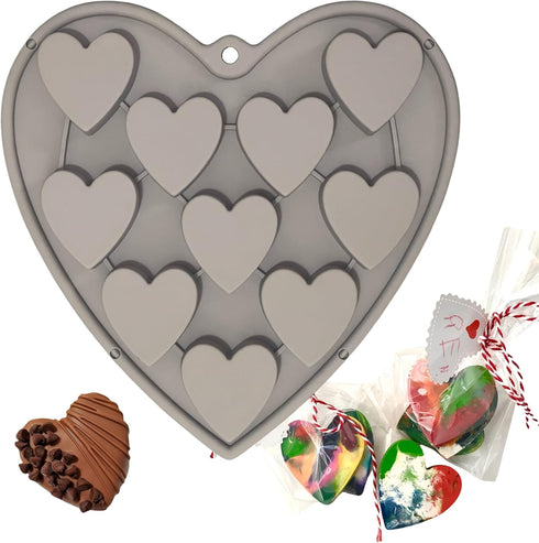 Heart Shaped Cake Pans Heart Silicone Mold for Baking, Large 2 Inches Heart Molds, 10 Cavities Suitable for Ice Cube Mold, Chocolate Mold, Valenti...