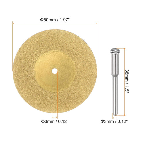 10pcs Diamond Cutting Wheel 50mm Titanium Coating Cut Off Discs Diamond Cutting Wheels Replacement with 2pcs 3mm Mandrel for Rotary Tools...